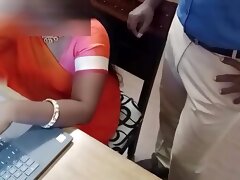 Indian secretary lets the boss enjoy her tasty